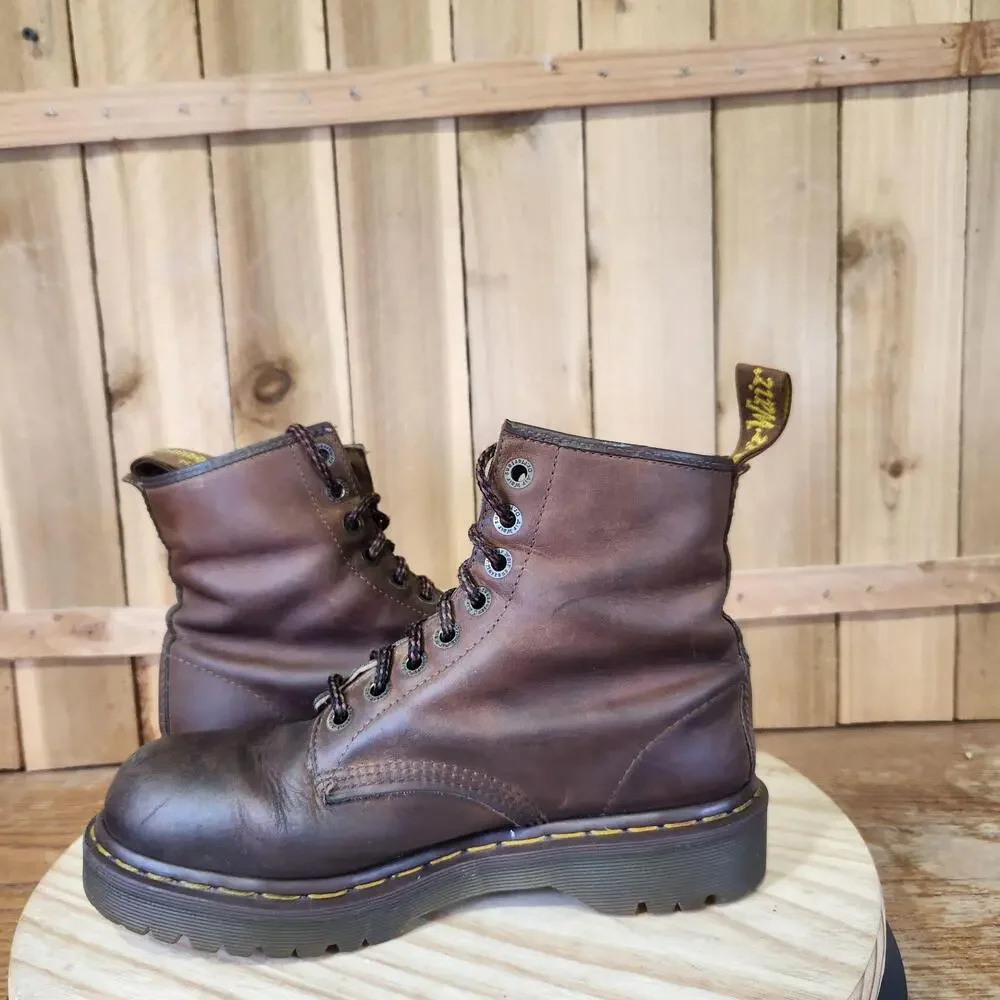Vintage Dr. Martens Boots Mens 9 Brown Leather Ankle Work Combat England Made